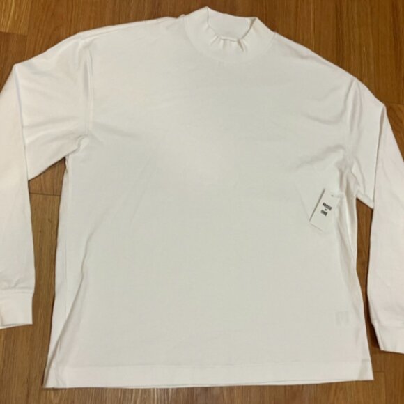 Mode of One Mens Long Sleeve Oversized Fit T Shirt Bright White Color Size M - Picture 4 of 8